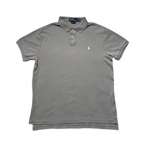 Vintage Ralph Lauren Polo Shirt Size M Men Gray Custom Fit Short Sleeve Collar